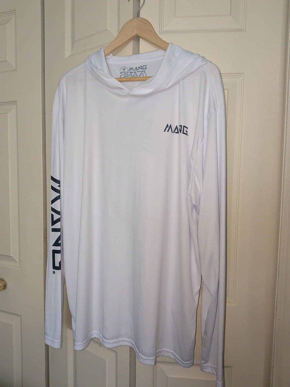 White Men's Hooded Long-Sleeve Swim Rash Guard